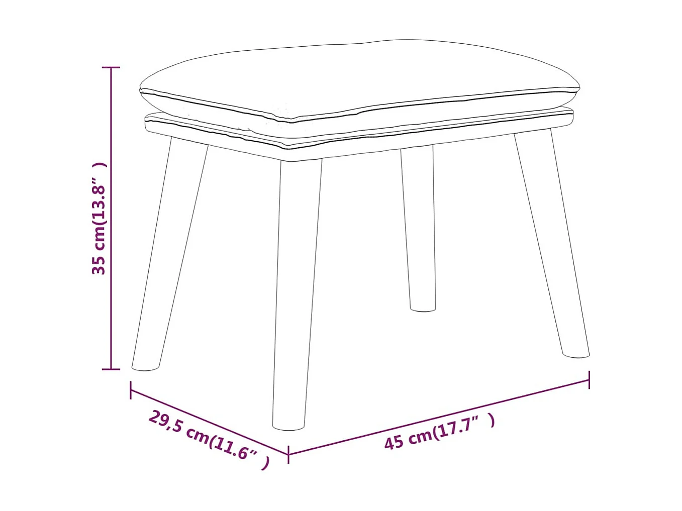 Brauner Fußhocker 45x29,5x35 cm Stoff