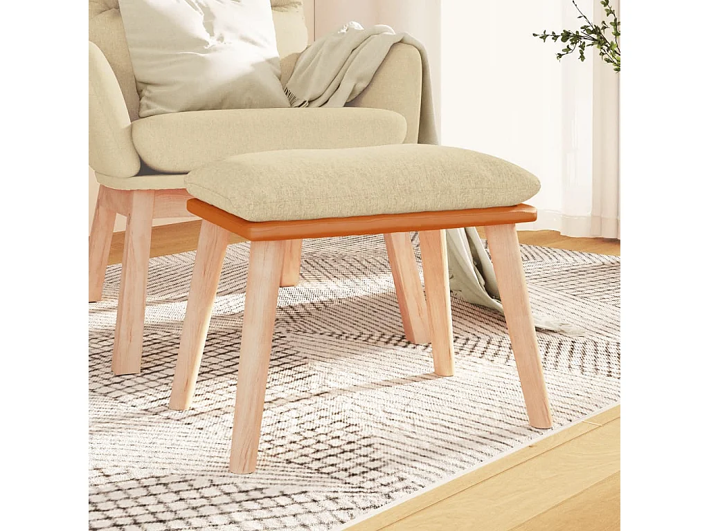 Repousa-pés Creme 45x29,5x35 cm Tecido e couro sintético