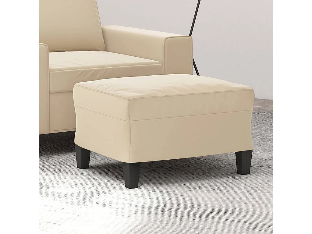 Cremefarbener Fußhocker 60x50x41 cm. Mikrofaserstoff