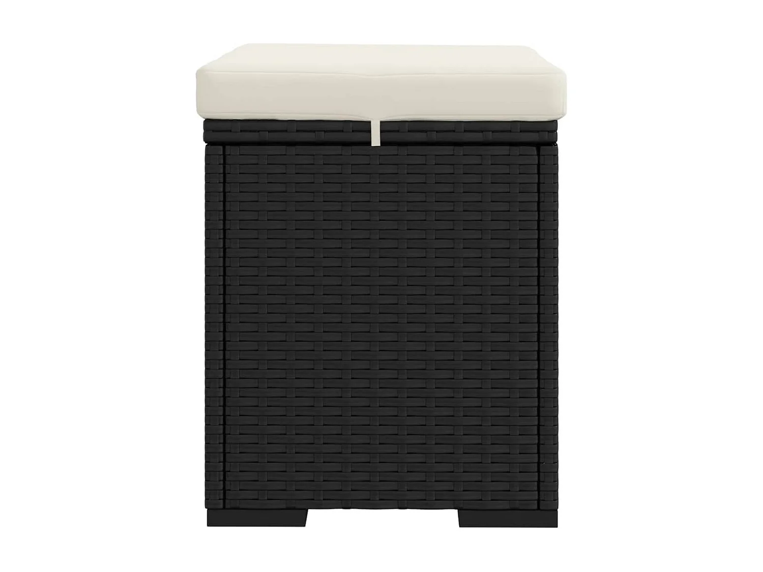 Pouf avec coussin noir 40x30x40 cm résine tressée