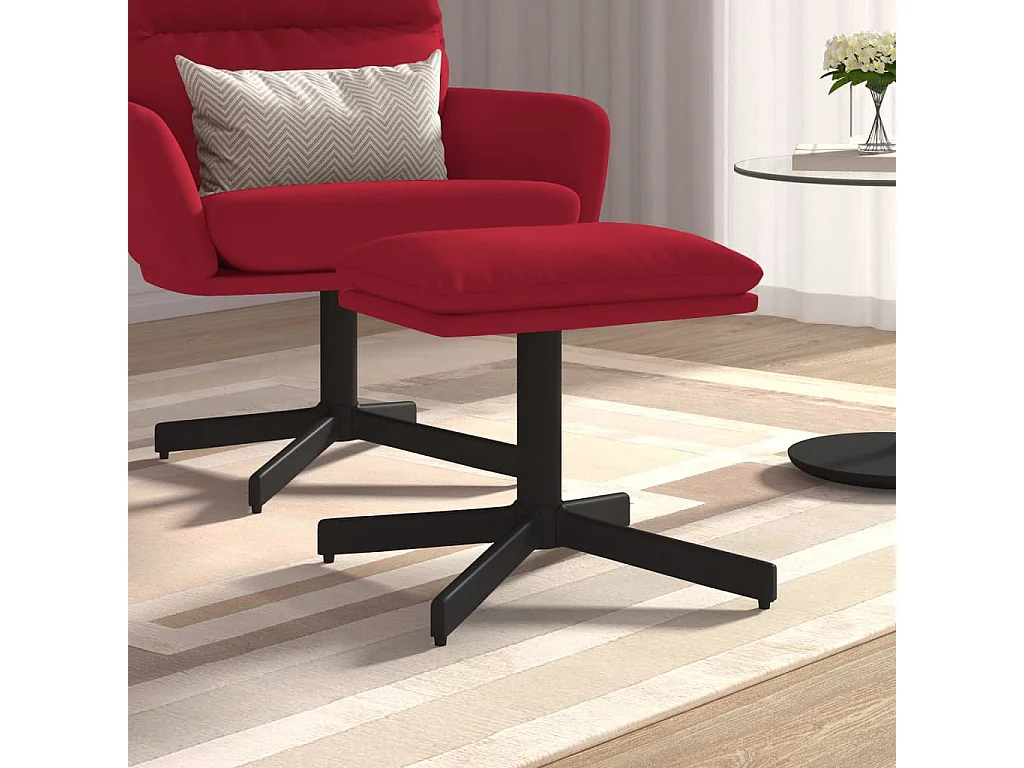 Repousa-pés vermelho Borgonha 60x60x36 cm Veludo