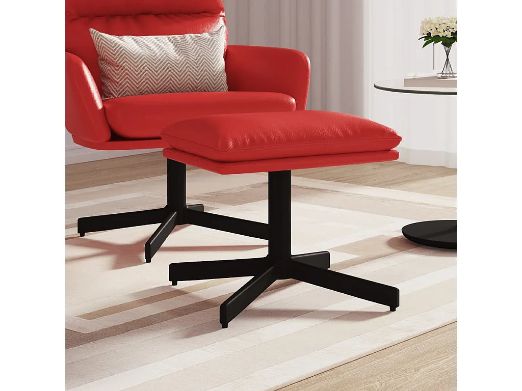 Burgunderroter Fußhocker 60x60x36 cm Kunstleder