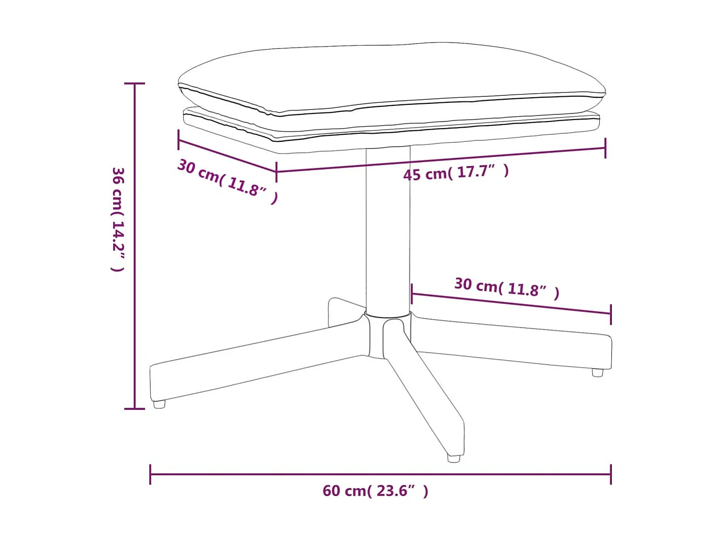 Poggiapiedi Bianco crema 60x60x36 cm Velluto
