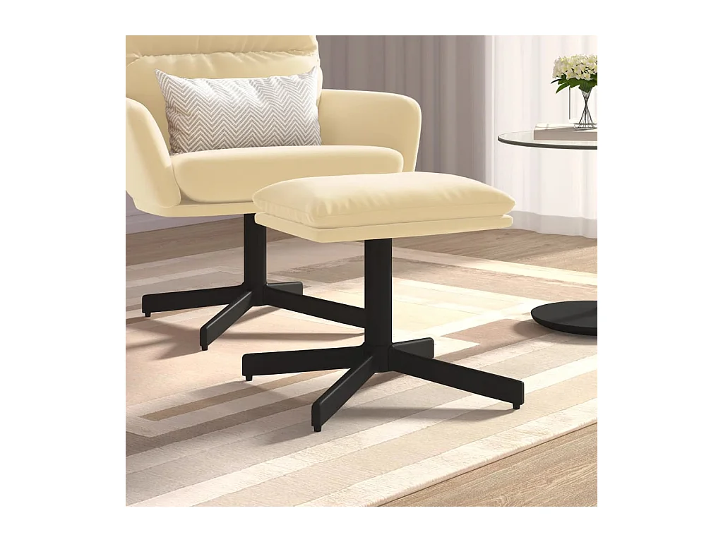 Poggiapiedi Bianco crema 60x60x36 cm Velluto