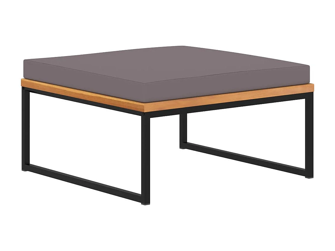 Poggiapiedi con cuscino 66x66x36 cm Legno di acacia Grigio scuro