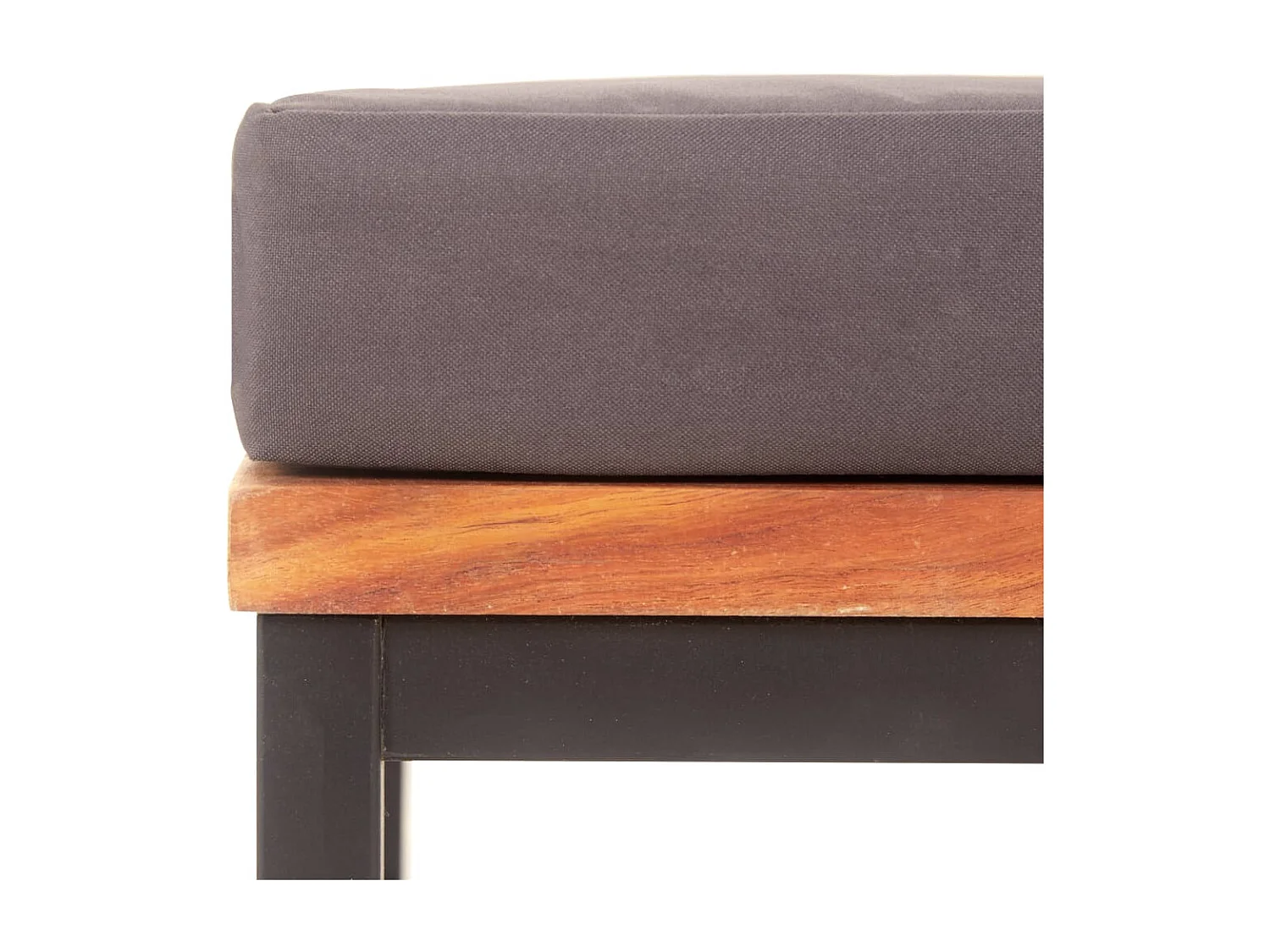 Poggiapiedi con cuscino 66x66x36 cm Legno di acacia Grigio scuro