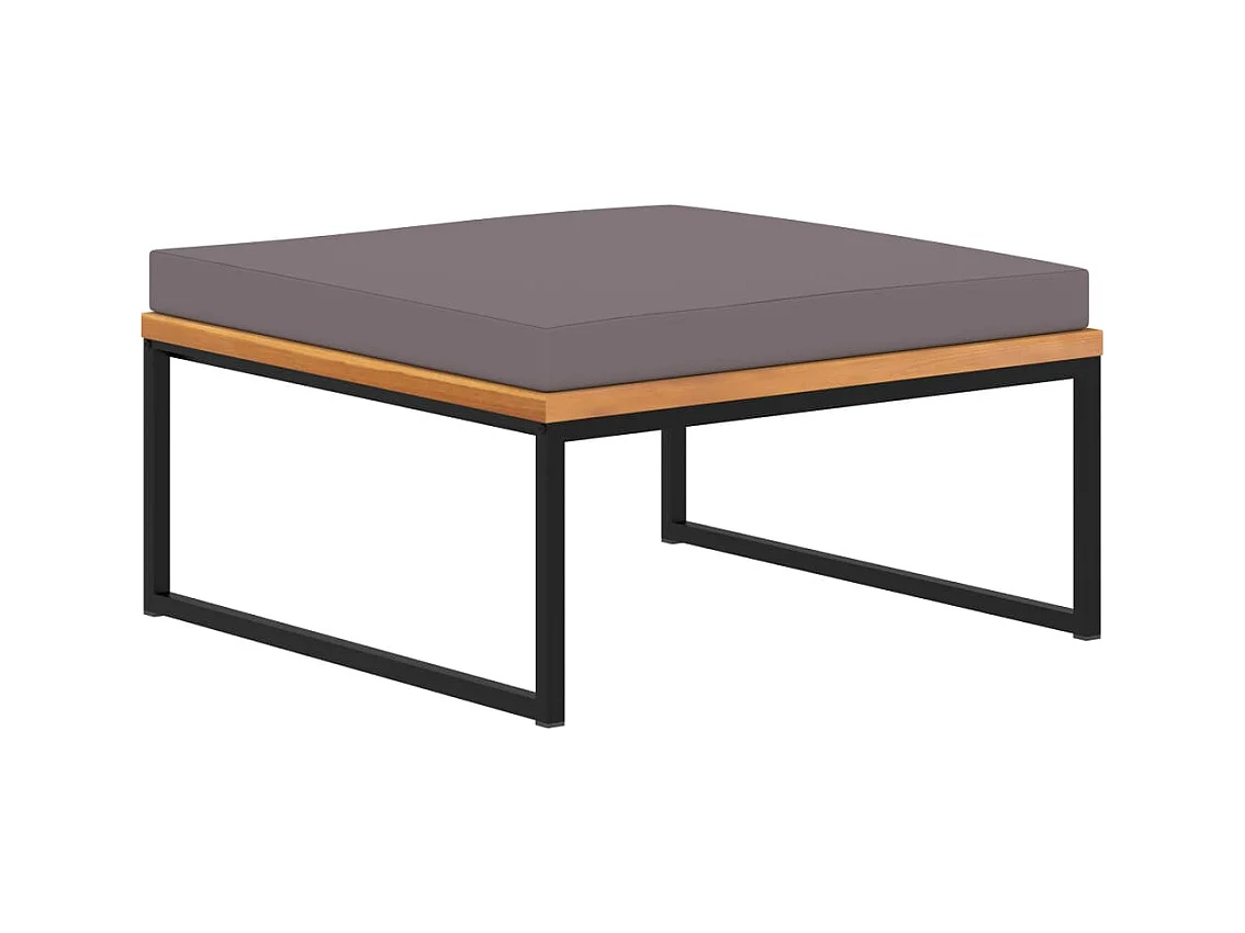 Poggiapiedi con cuscino 66x66x36 cm Legno di acacia Grigio scuro