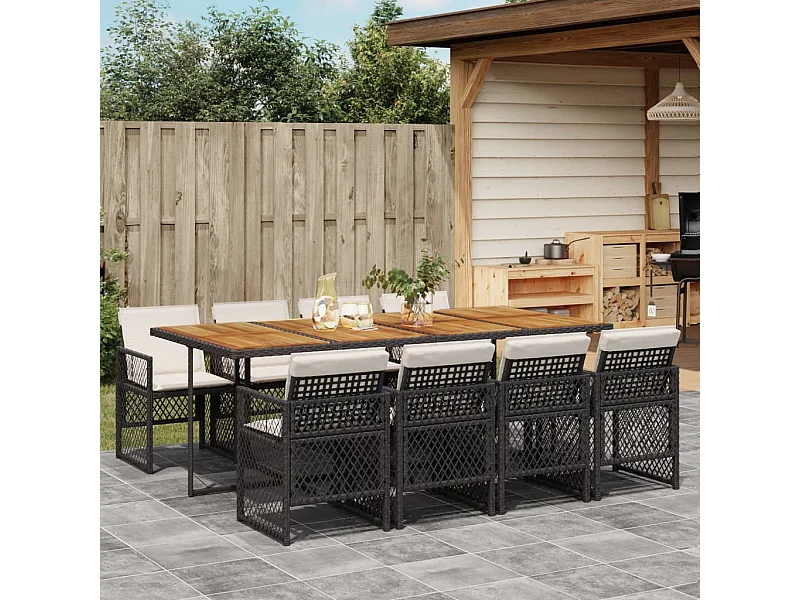 9-delige Tuinset poly rattan zwart