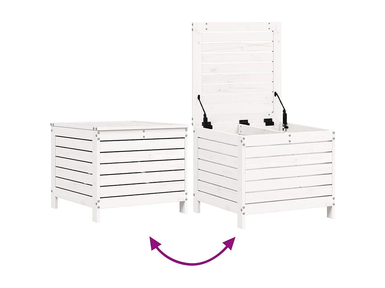 Salon de jardin 6 pcs blanc bois de pin massif