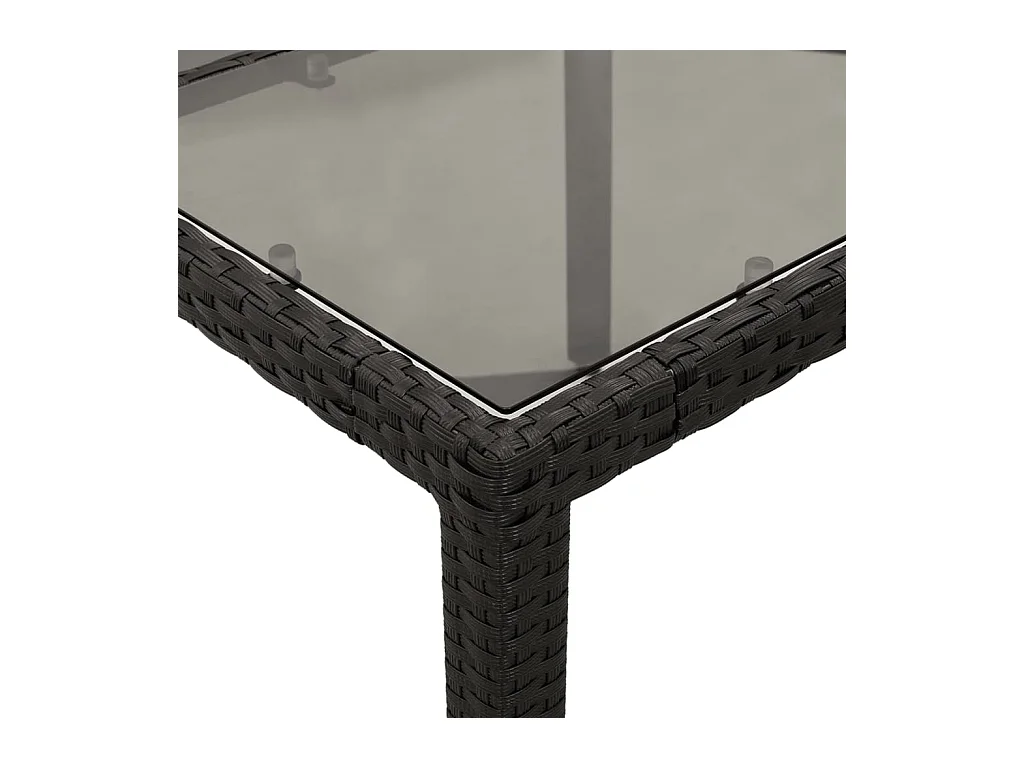 5-delige Tuinset met kussens poly rattan en glas zwart