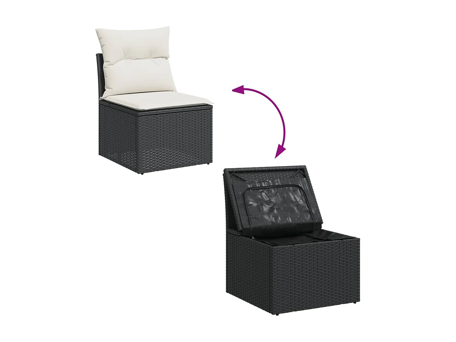 10-tlg. Garten-Sofagarnitur mit Kissen Schwarz Poly Rattan