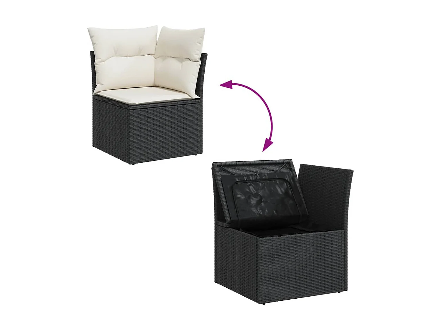 10-tlg. Garten-Sofagarnitur mit Kissen Schwarz Poly Rattan