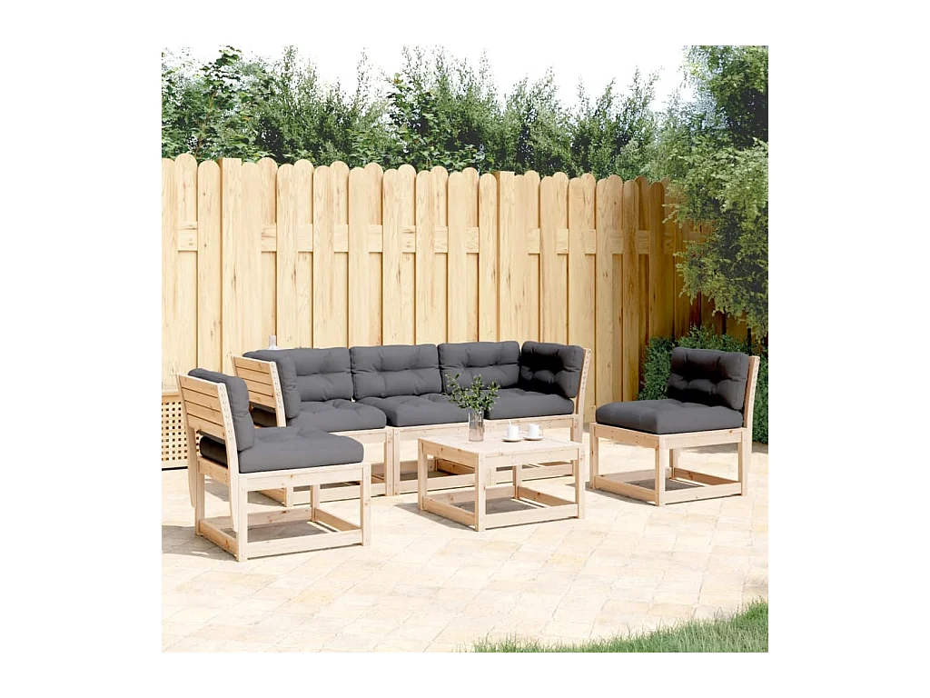 Salon de jardin 5 pcs avec coussins bois de pin massif