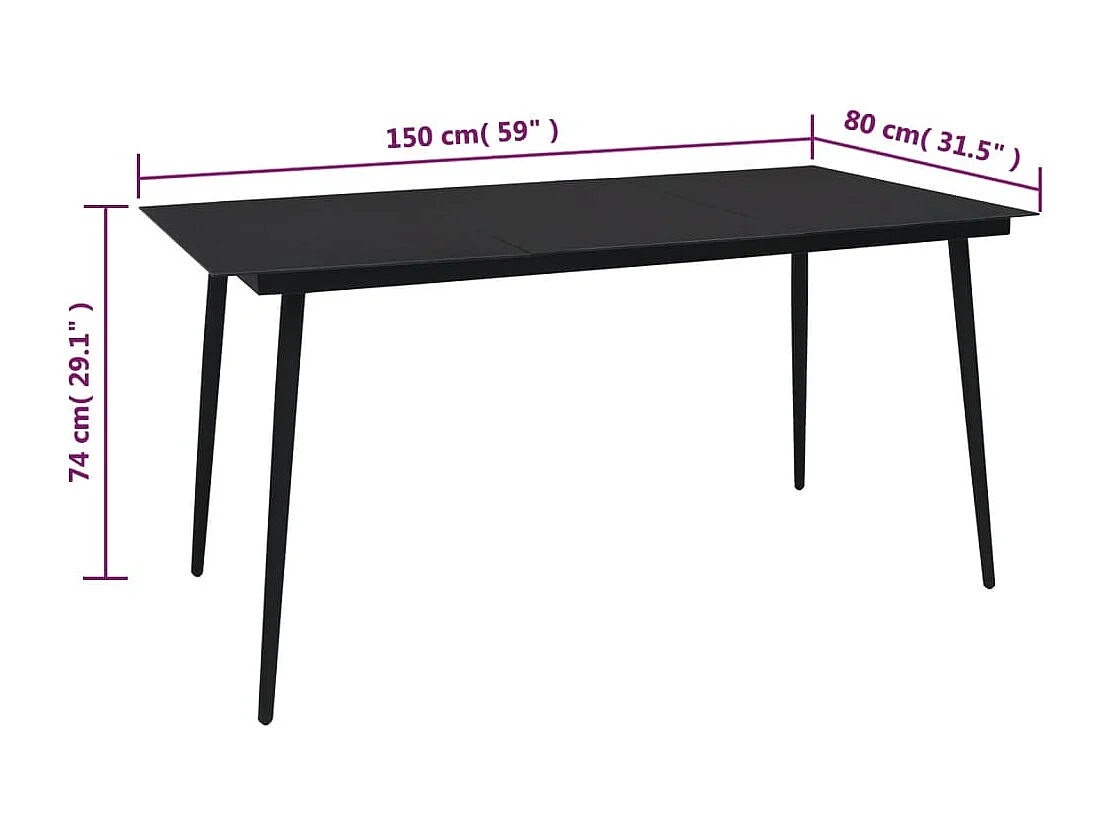 Set da Pranzo da Giardino 5 pz Nero in Rattan PVC