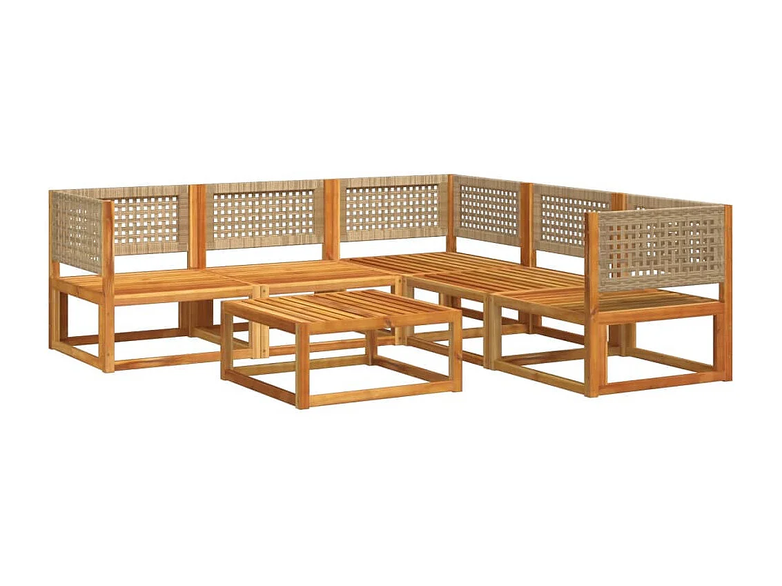 Salon de jardin avec coussins 6 pcs bois d'acacia solide