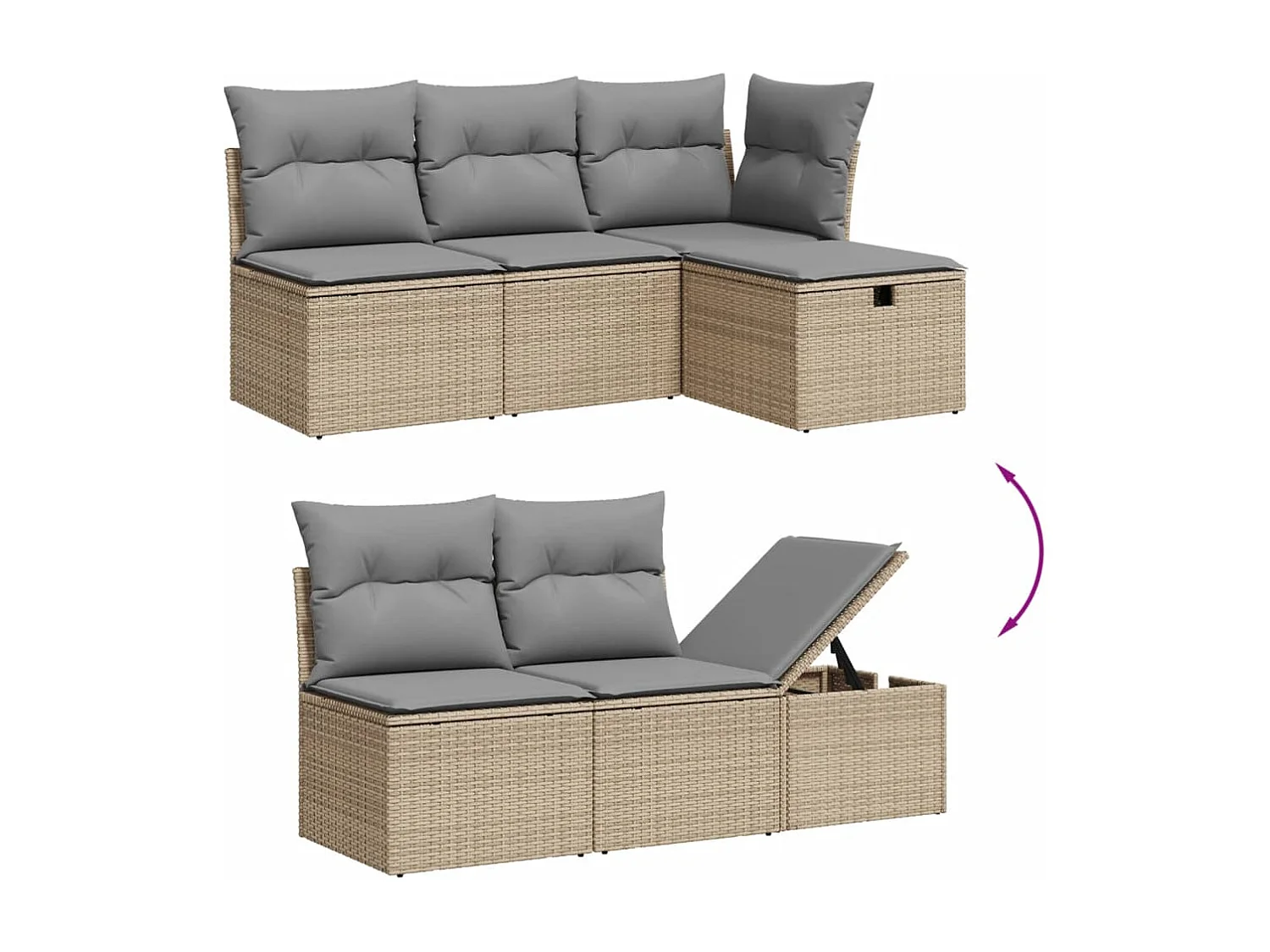 Salon de jardin avec coussins 5pcs mélange beige résine tressée