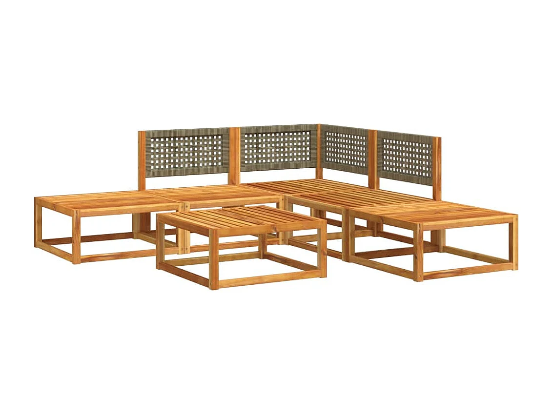 6-tlg. Garten-Sofagarnitur mit Kissen Massivholz Akazie