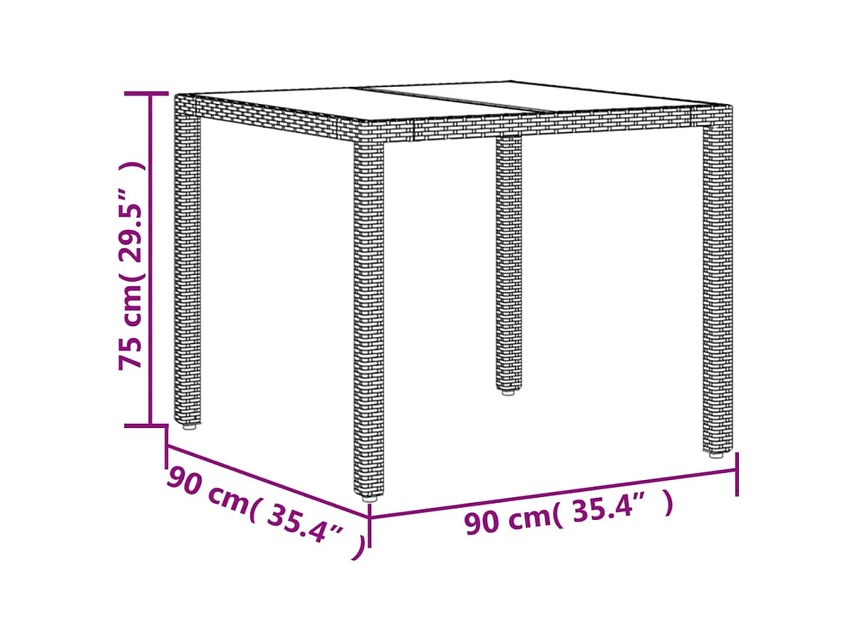 5-delige Tuinset met kussens poly rattan en glas grijs