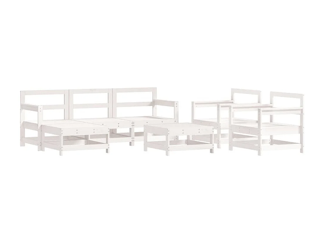 7 pcs conjunto lounge de jardim pinho maciço branco