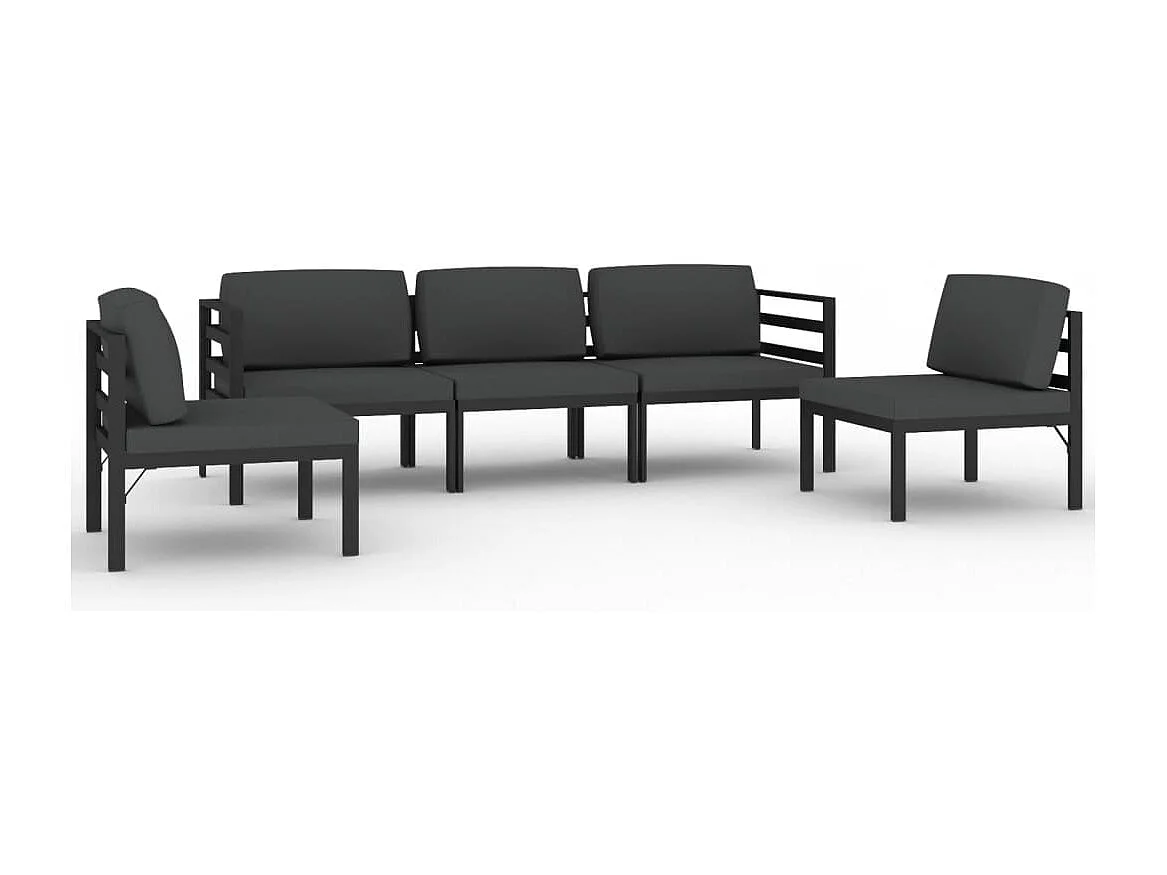 Salon de jardin 5 pcs avec coussins Aluminium Anthracite