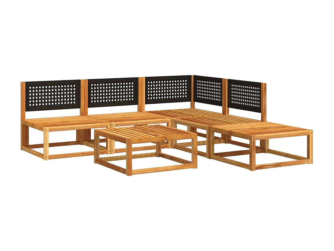 Set Divano da Giardino 6 pz con Cuscini in Massello di Acacia