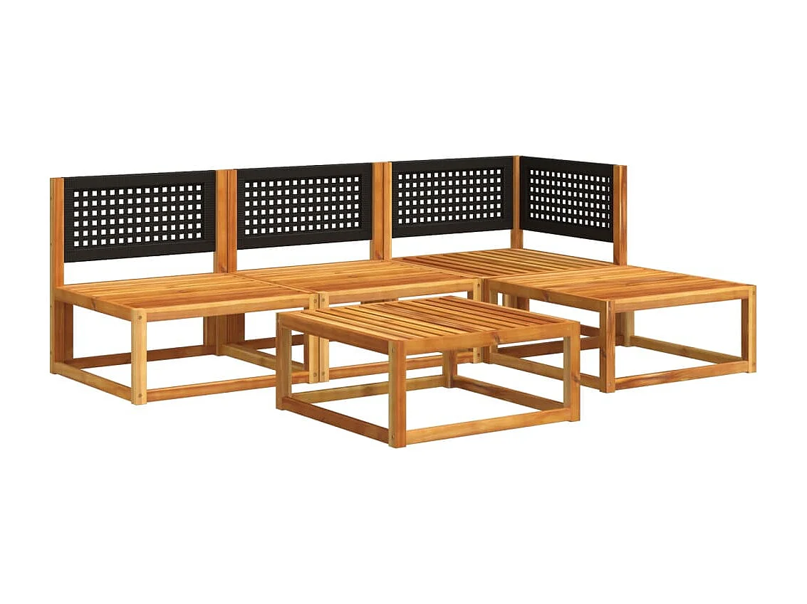 Salon de jardin avec coussins 5 pcs Bois d'acacia solide