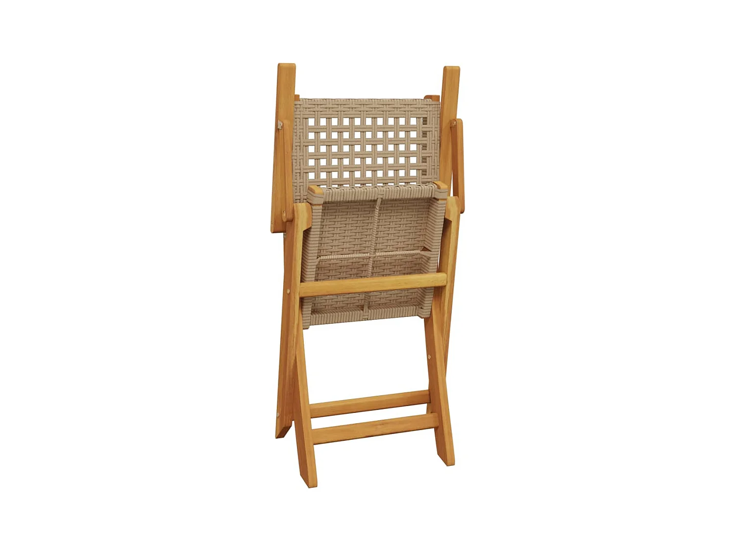 Set da Bistrot 3 pz Beige in Polyrattan e Legno Massello