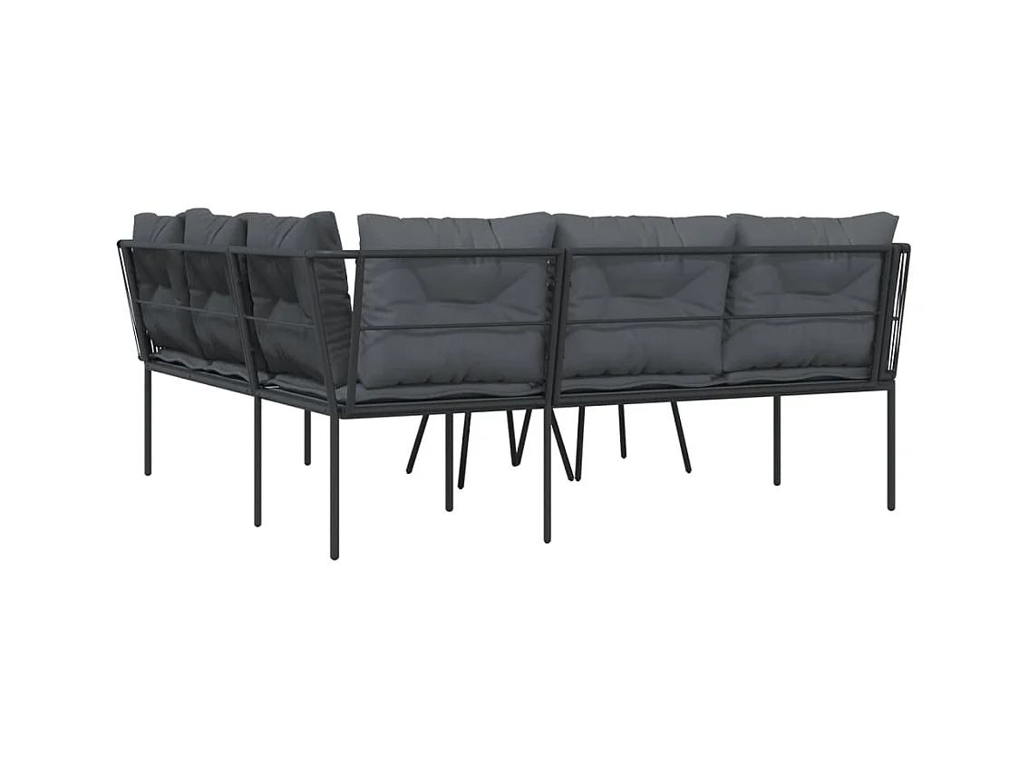 Ensemble de canapés de jardin et coussins noir acier textilène
