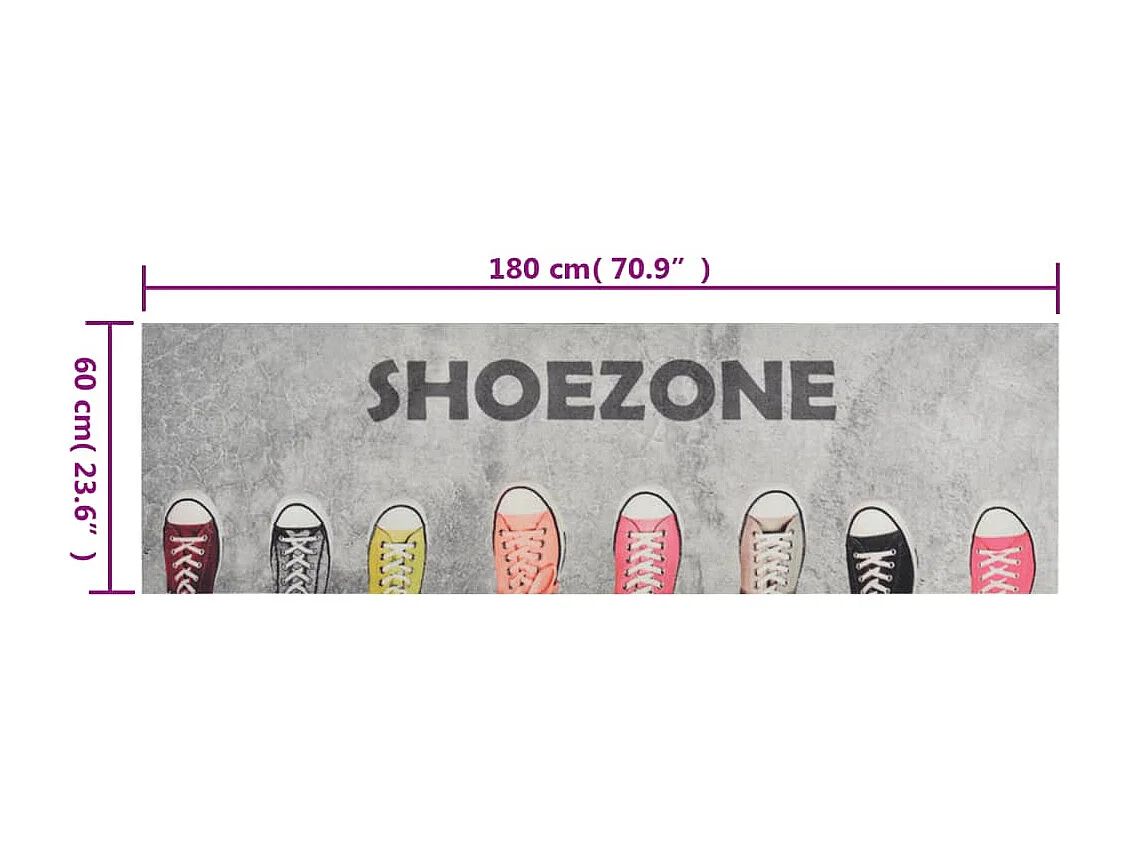 Tapis de cuisine lavable impression shoezone 60x180 cm velours
