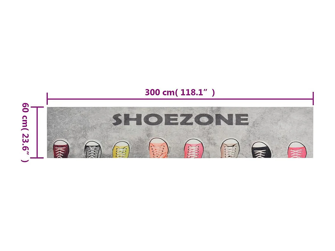 Tapis de cuisine lavable impression shoezone 60x300 cm velours