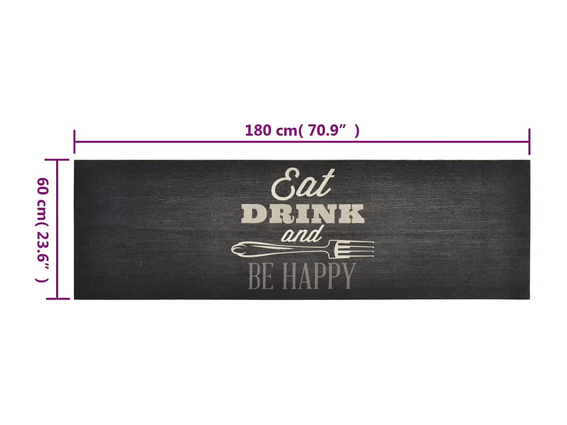 Tapis de cuisine lavable impression cuisine noir 60x180 cm