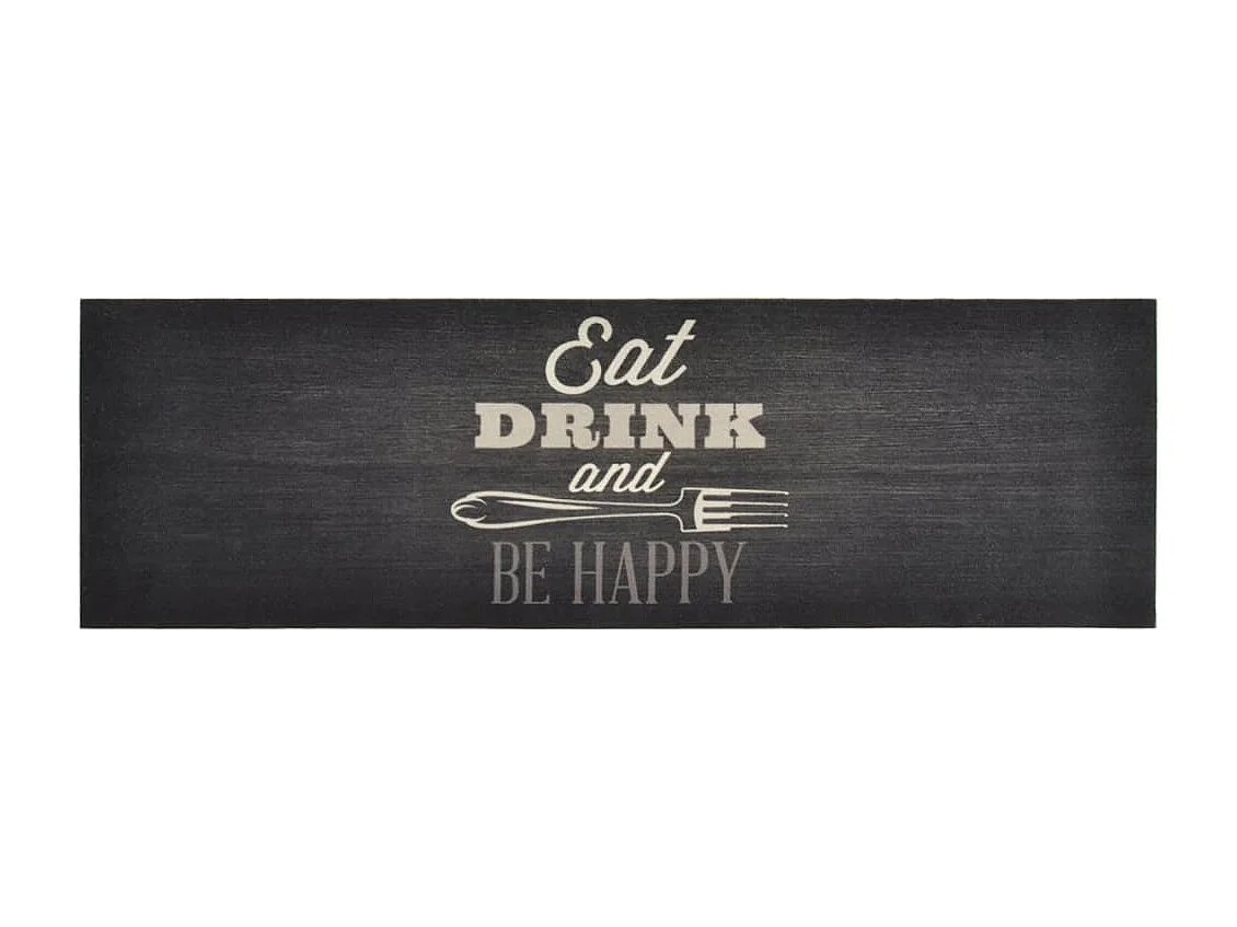 Tapis de cuisine lavable impression cuisine noir 60x180 cm