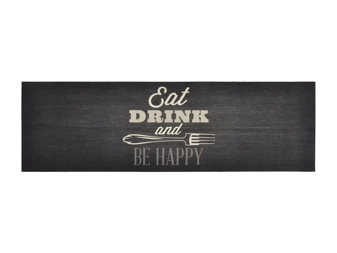 Tapis de cuisine lavable impression cuisine noir 60x180 cm