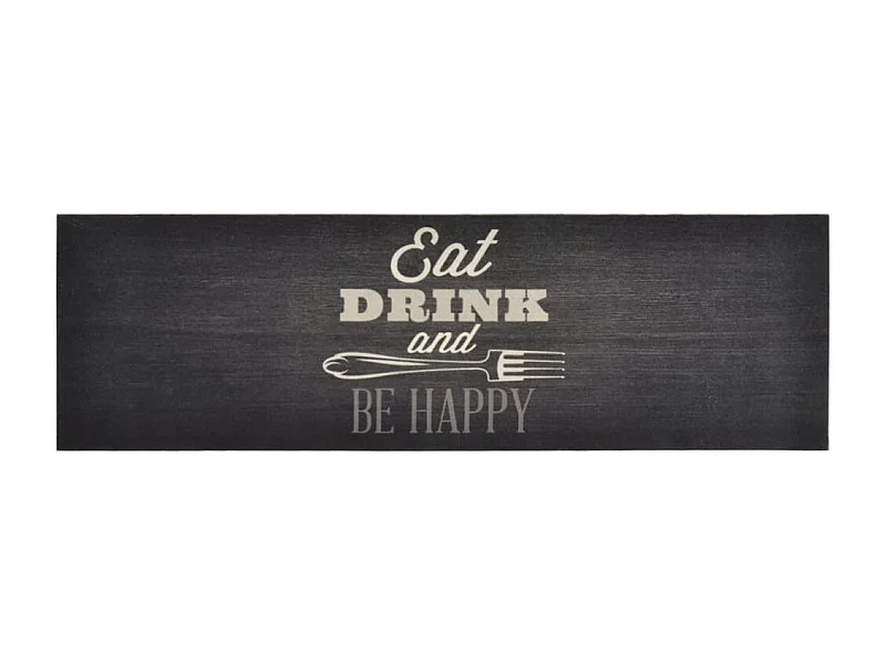 Tapis de cuisine lavable impression cuisine noir 60x180 cm