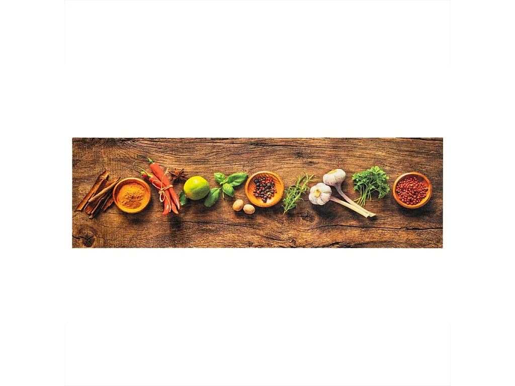 Tapis de cuisine lavable impression d'épices 45x150 cm velours