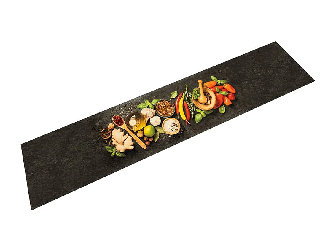 Tapis de cuisine lavable impression d'épices 60x300 cm velours