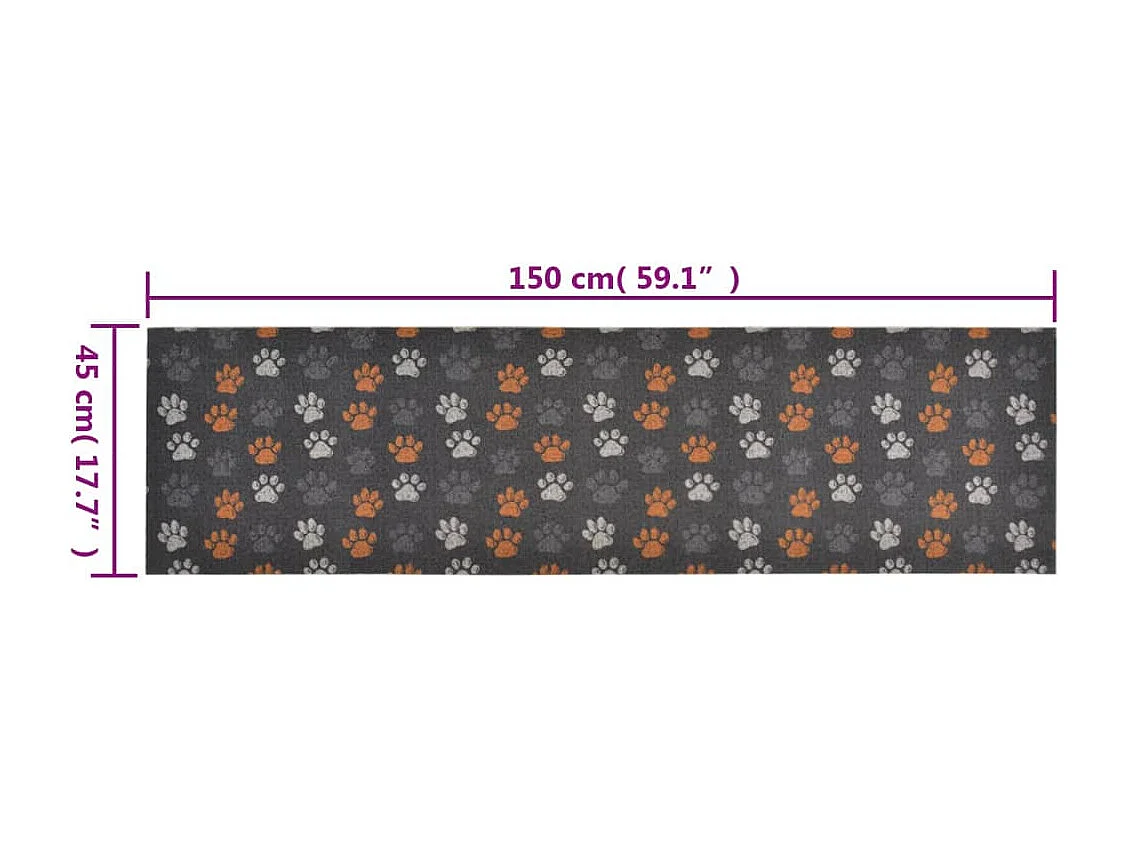 Tapis de cuisine lavable impression de pattes 45x150 cm velours