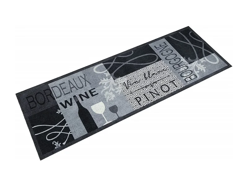 Alfombra de cocina lavable estampada Terciopelo Gris Vino 60x180 cm