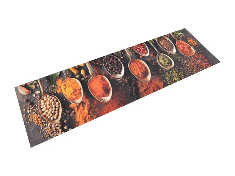 Tapis de cuisine lavable impression cuillère épices 45x150 cm