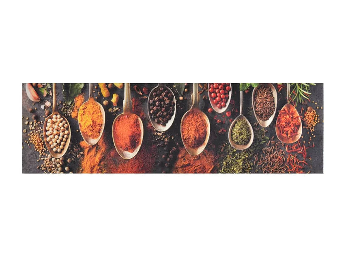 Tapis de cuisine lavable impression cuillère épices 45x150 cm