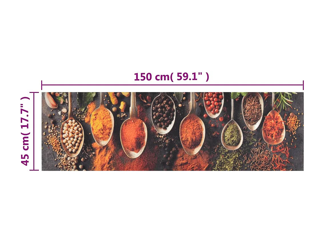 Tappeto da cucina lavabile stampa cucchiaio spezie 45x150 cm