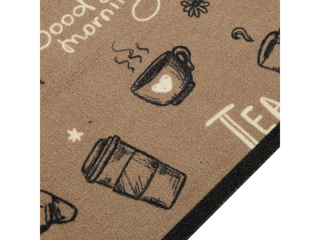 Alfombra de cocina lavable estampada Morning marrón terciopelo 60x300 cm