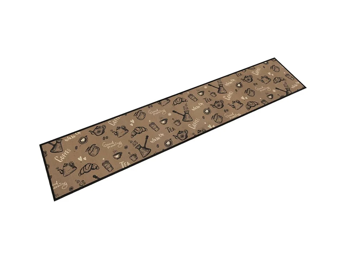 Tapis de cuisine lavable imprimé Morning brun 60x300 cm velours