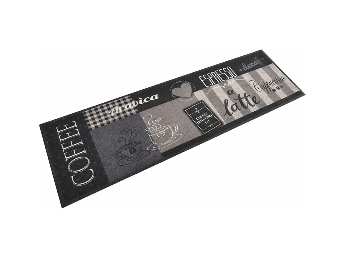 Tapis de cuisine lavable impression café noir 45x150 cm velours