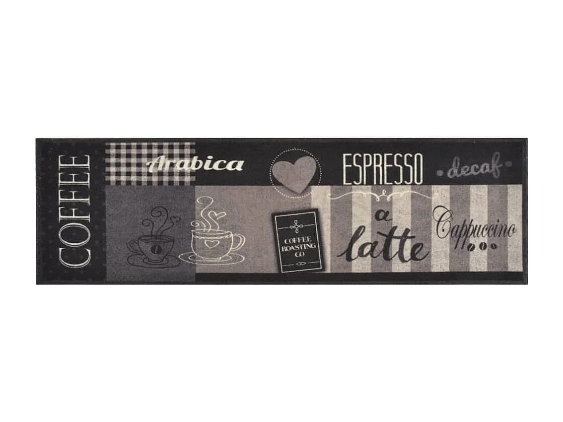 Tapete de cozinha lavável estampa café preto 45x150 cm veludo