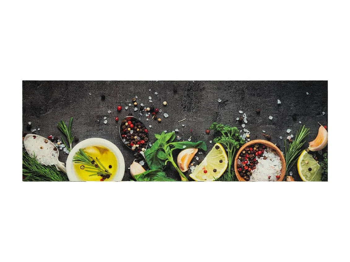 Tapis de cuisine lavable impression d'épices 60x180 cm velours