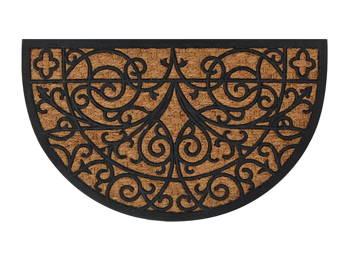 Tapete de porta meio redondo 45x75 cm borracha e fibra de coco