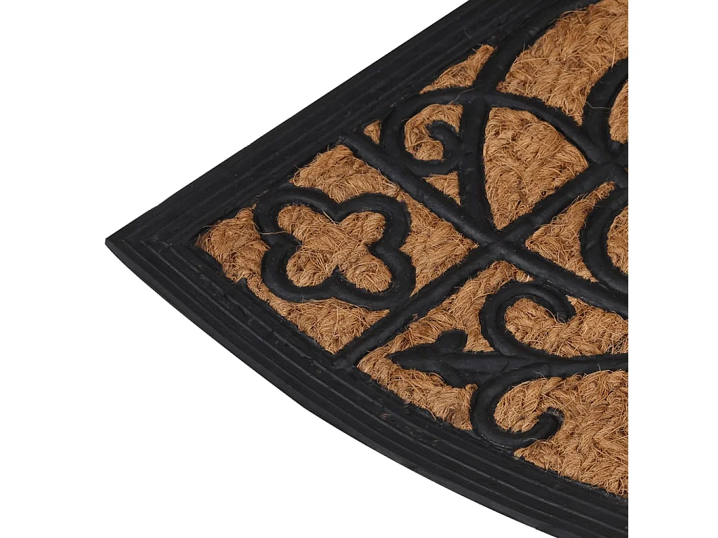 Tapete de porta meio redondo 45x75 cm borracha e fibra de coco