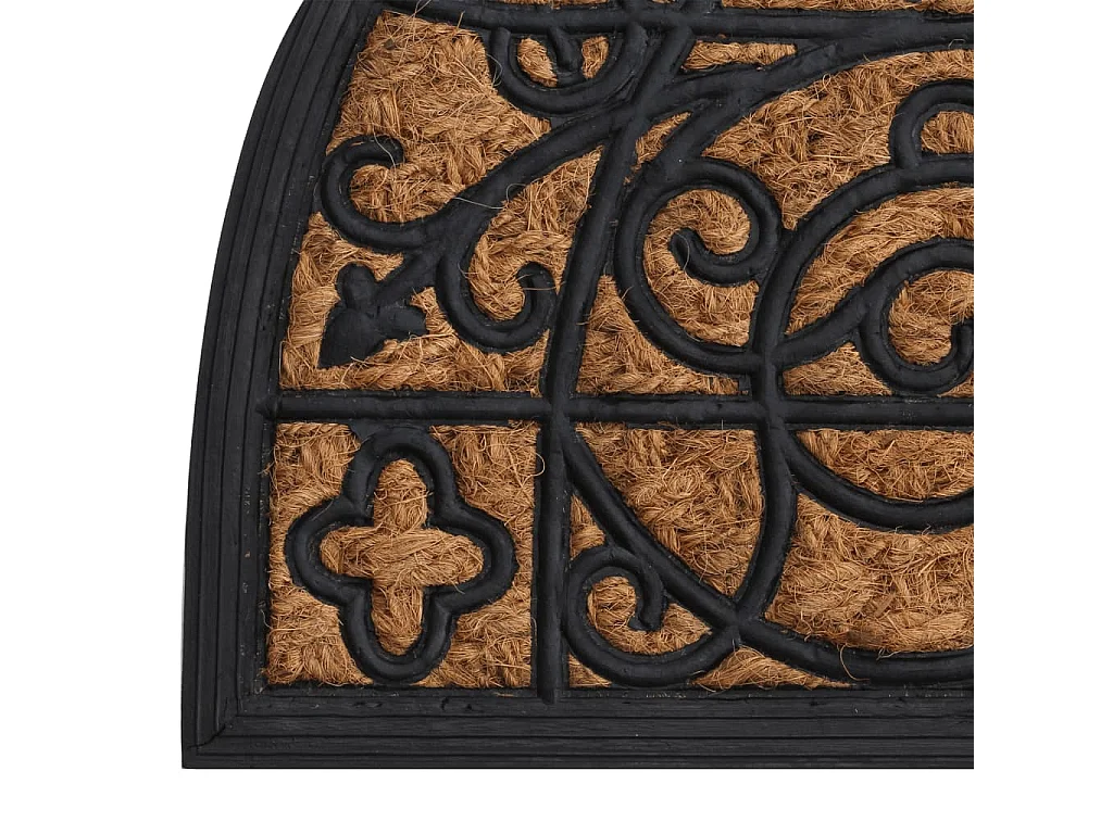 Tapete de porta meio redondo 45x75 cm borracha e fibra de coco