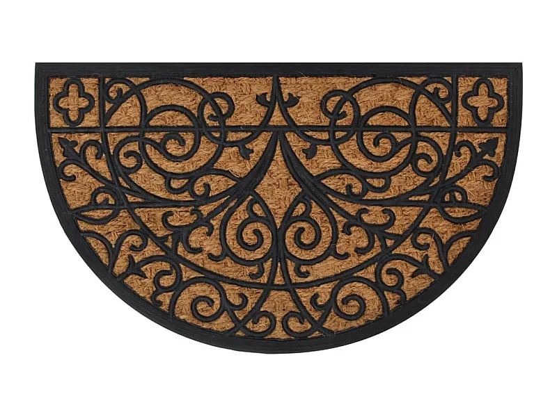 Tapete de porta meio redondo 45x75 cm borracha e fibra de coco